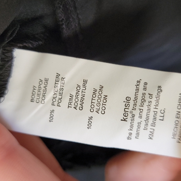 Kensie Witchy NWT black lattice trim short sleeve crop large - Picture 5 of 6